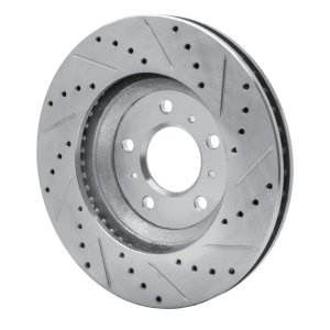 Buick Lucerne Brake Rotor (1) - Front Left - R1 Concepts - Drilled & Slotted - Silver - `06-`16